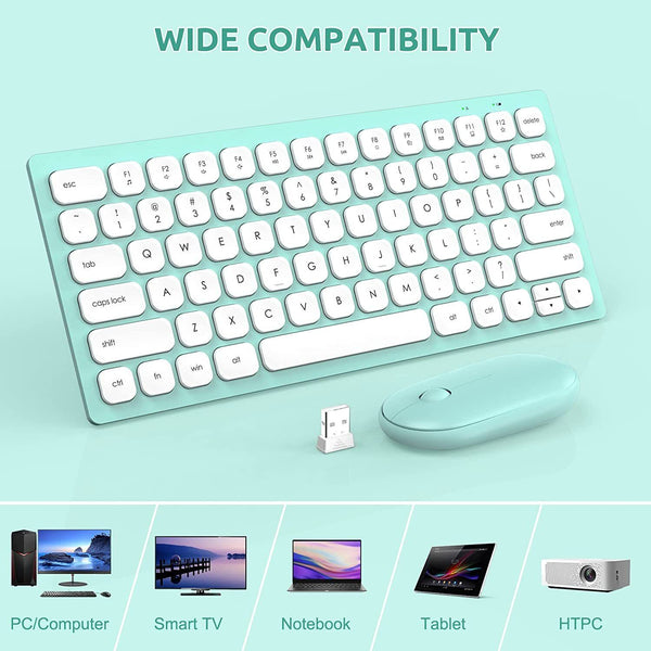 Wireless Keyboard and Mouse Combo , USB 2.4GHz Compact Quiet for Computer