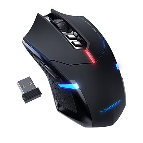 T-DAGGER Wireless Gaming Mouse- USB Cordless PC Accessories Computer Mice with LED Backlit, Ergonomic Gamer Laptop Mouse with 7 Silent Buttons, 5 Adjustable DPI Plug & Play for PC